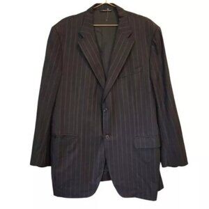 Canali | Wool 2 Button Front Striped Blazer Suit Jacket Black